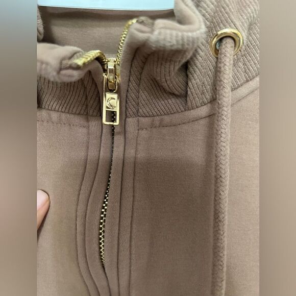 Zyia Active Tan Brown Quarter Zip Sweatshirt Jacket - Picture 7 of 14